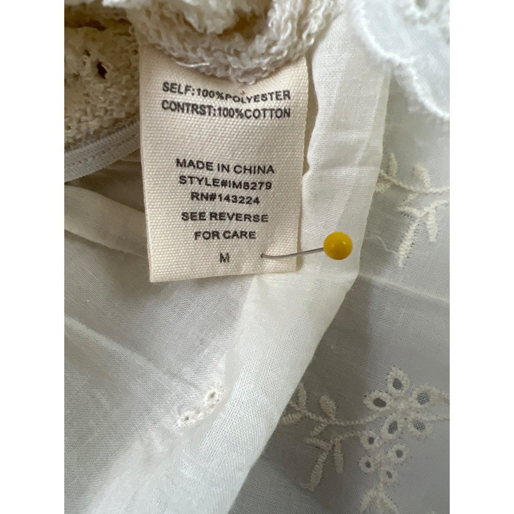Illa Illa Crochet Top Womens Medium Ivory Eyelet Tiered Coquette Cottage Core - Picture 3 of 8